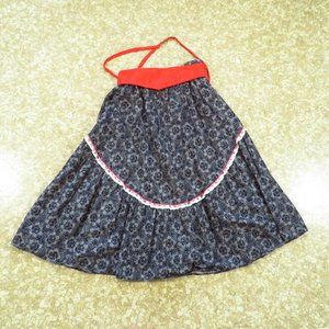 Vintage Western Floral Skirt Lace Trim Black White Yolk Belt Small 27 Waist